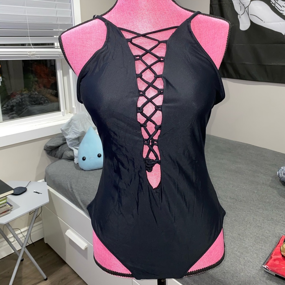 Black bikini one piece
